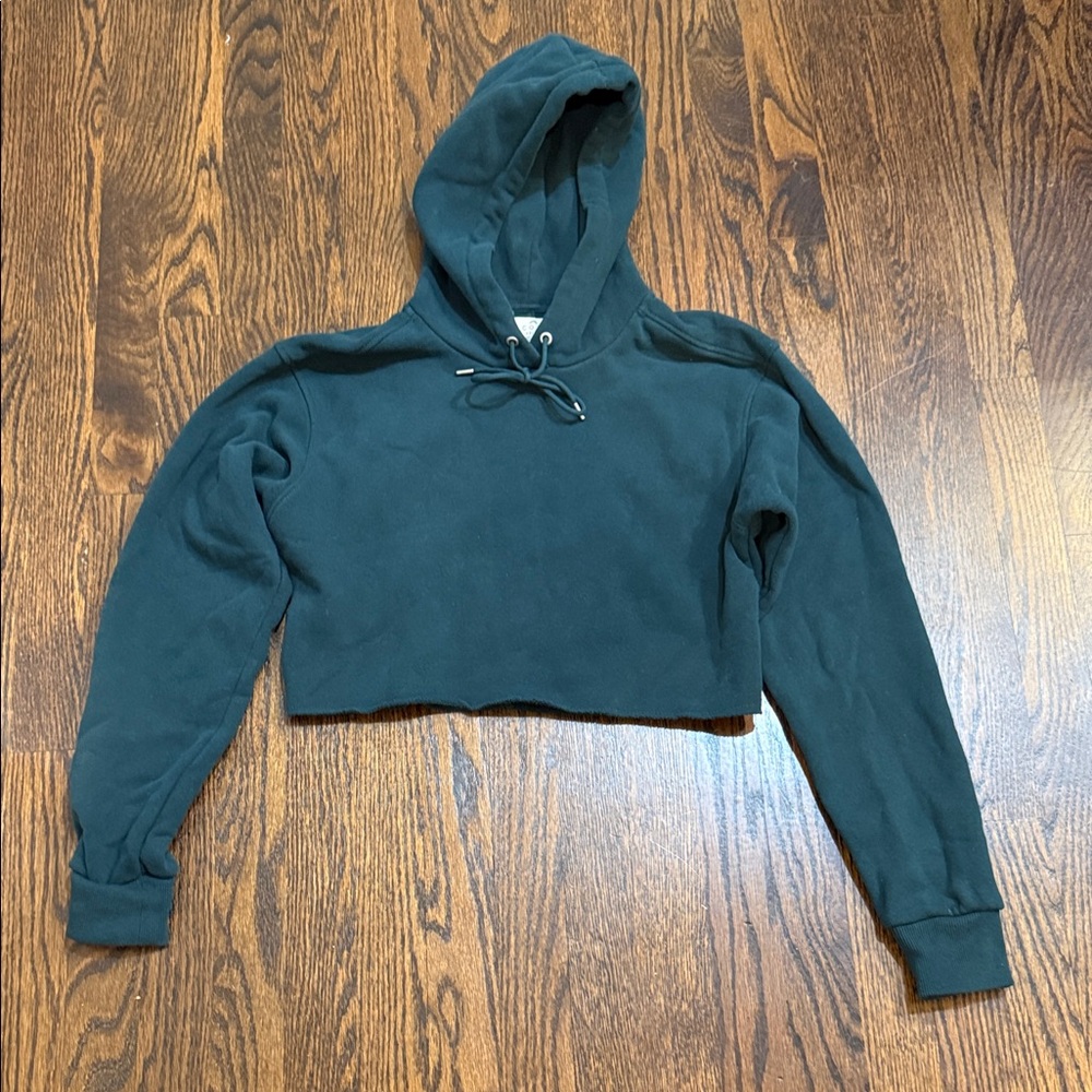 Cropped Hooded Sweatshirt - Dark Teal Womens size XS